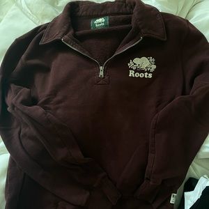 ROOTS QUARTER ZIP SWEATSHIRT MAROON